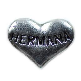 Charm corazon plata hermana
