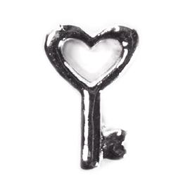 Charm llave plata corazon 