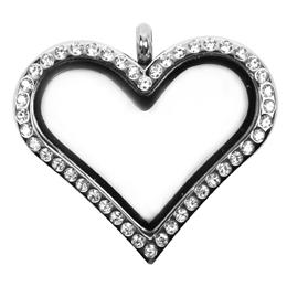 Locket corazon plata delgado piedras