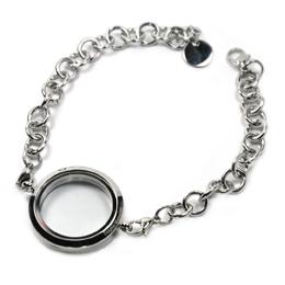 Pulsera locket liso grande plata